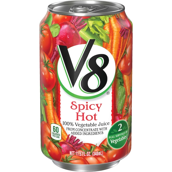 V8 Spicy Hot Vegetable Juice 11.5 oz. Can, PK24